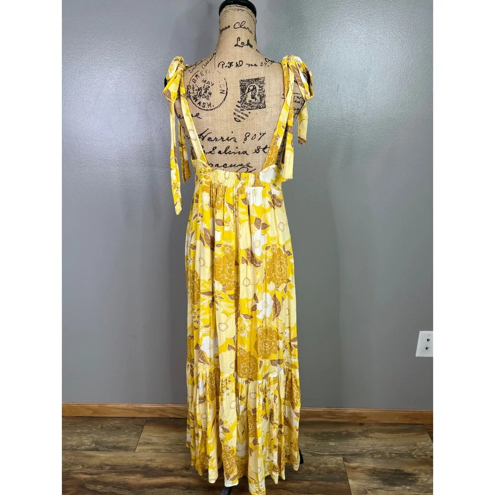 Abercrombie & Fitch‎ yellow floral maxi dress small travel bohemian vaca resort